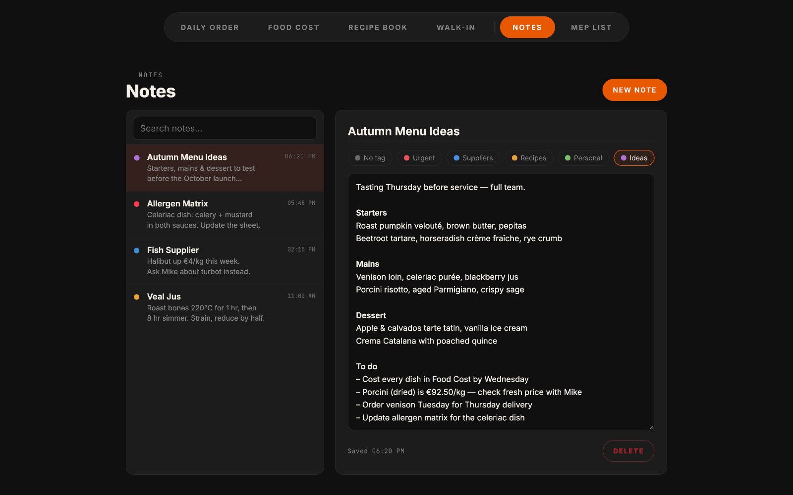Notes — Kitchen notes, on every device.